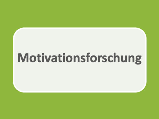 Grüner Hintergrund mit grauem Quadrat mit der Aufschrift "Motivationsforschung"