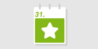 Icon of green calendar page with star